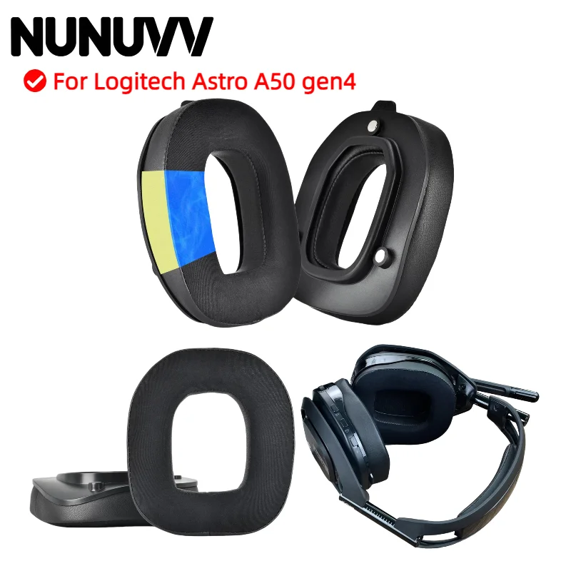 

NUNUVV Replacement Magnetic snap fastener Ear Pads / Head beam For Logitech A50 Gen4 Earphone Cushion Cover Earmuff Headband