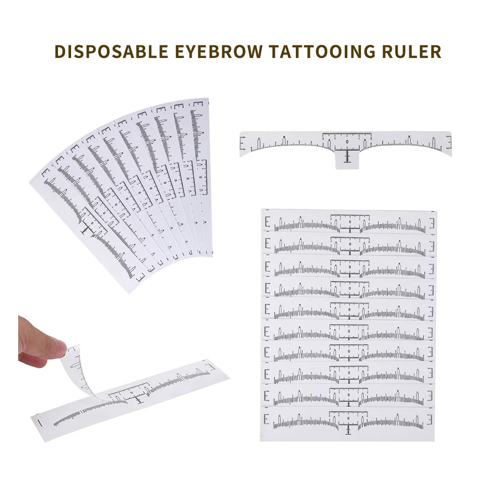 Disposable 10/50/100pcs/Lot Eyebrow Ruler Sticker Adhesive Microblading Guide Permanent Makeup Tool