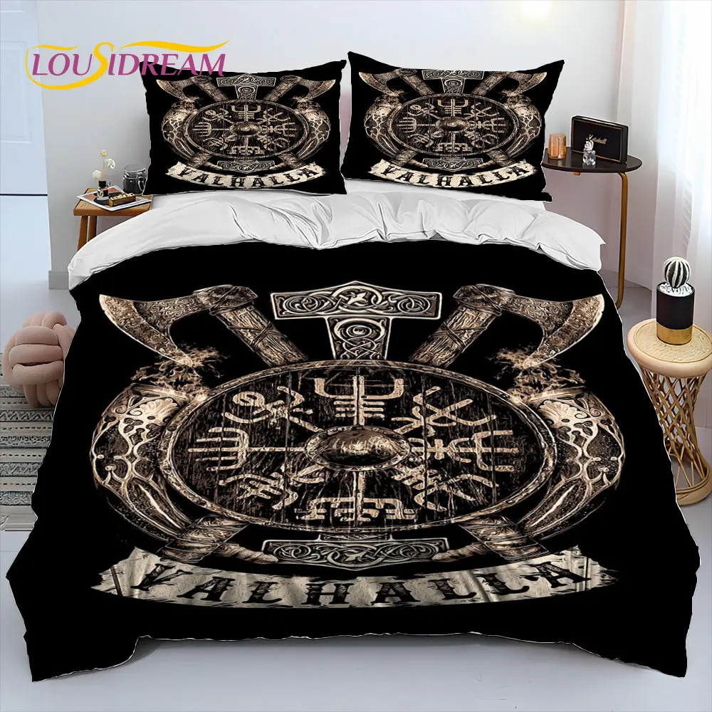 

Vikings Nordic Mythology Odin Comforter Bedding Set,Duvet Cover Bed Set Quilt Cover Pillowcase,King Queen Size Bedding Set Gift