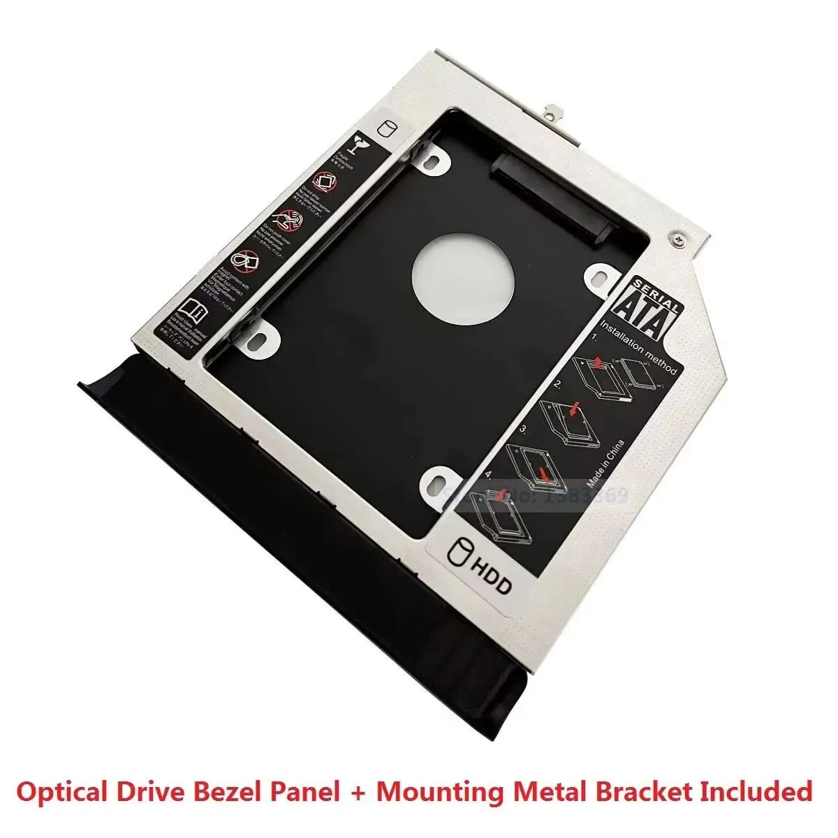 2nd Secondary 2.5 Hard Drive HDD SSD Optical bay Caddy Frame Bracket for HP ProBook 645 650 655 G2 With Matched Bezel Faceplate