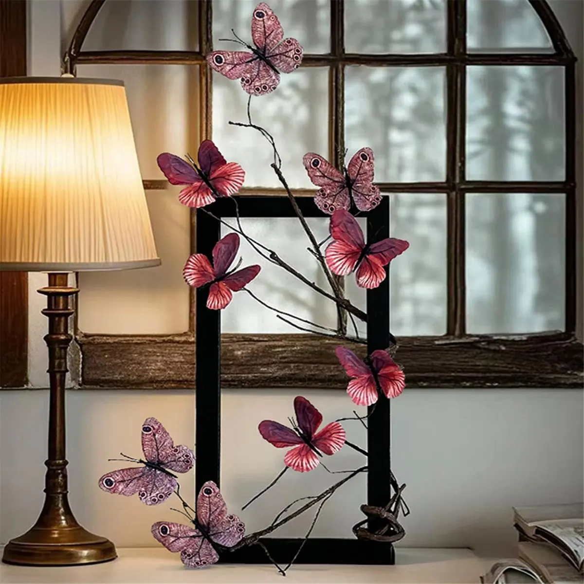 N14R Top Simulated Autumn Flower Photo Frame Ornaments Light Luxury Decorations DIY Picture Frame Wall Painting B