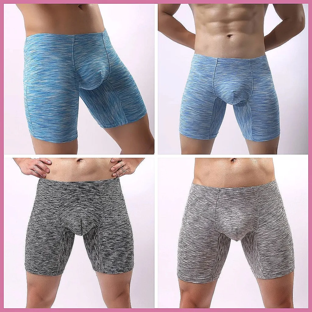 Men's Seamless Boxer Briefs with U Pouch Support, Anti-Chafing Workout Underwear, Comfortable Sports Shorts
