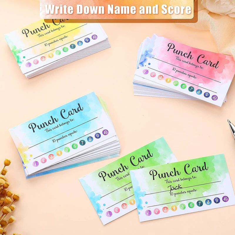 50Pcs Adorable Punch Cards My Reward Cards Classroom Student Home Behavior Incentive Punch Cards Decor Motivational Cards