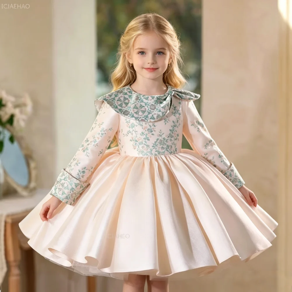 New 2026 Kids First Birthday Princess DressCelebration Formal Children Girls Costume Party Gown for Host Piano Performance