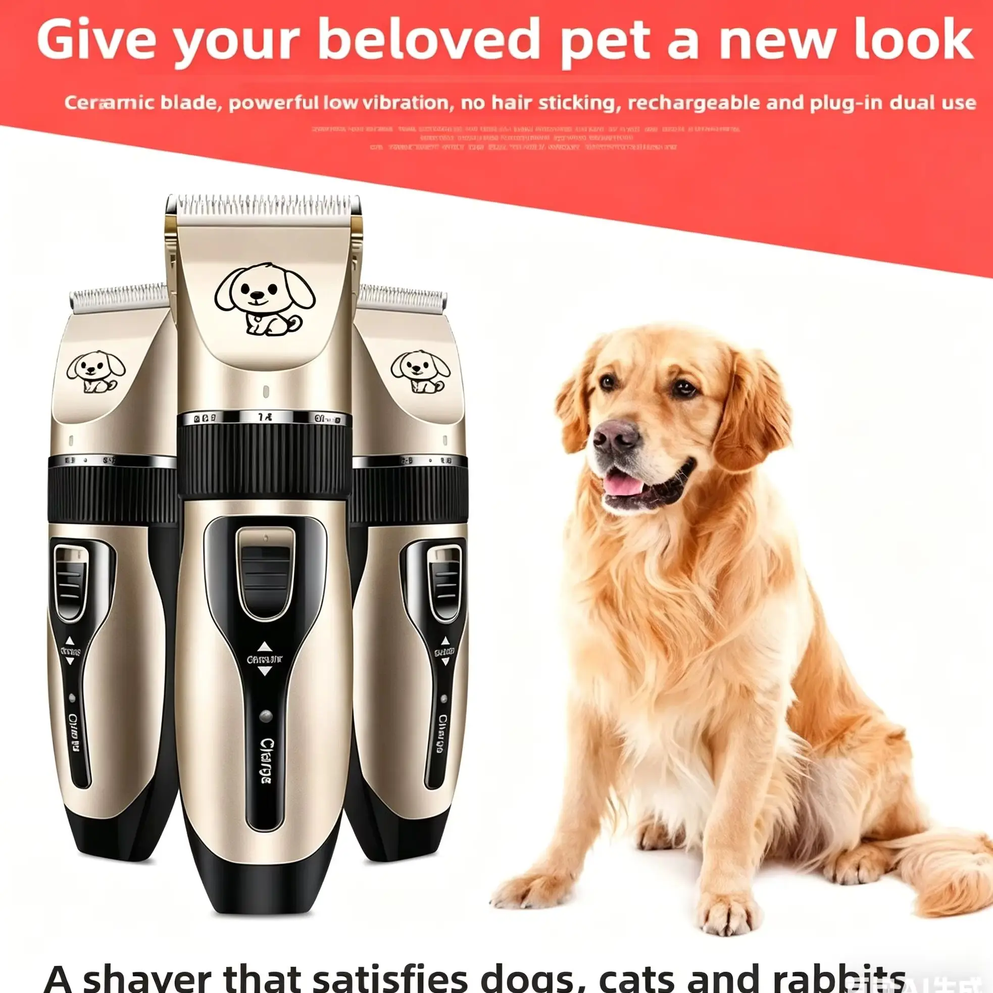Cortadora de Pelo Eléctrica para Mascotas, Kit de Aseo para Perros y Gatos, Motor Silencioso, Batería de Larga Duración, Sin Enredos, Recargable