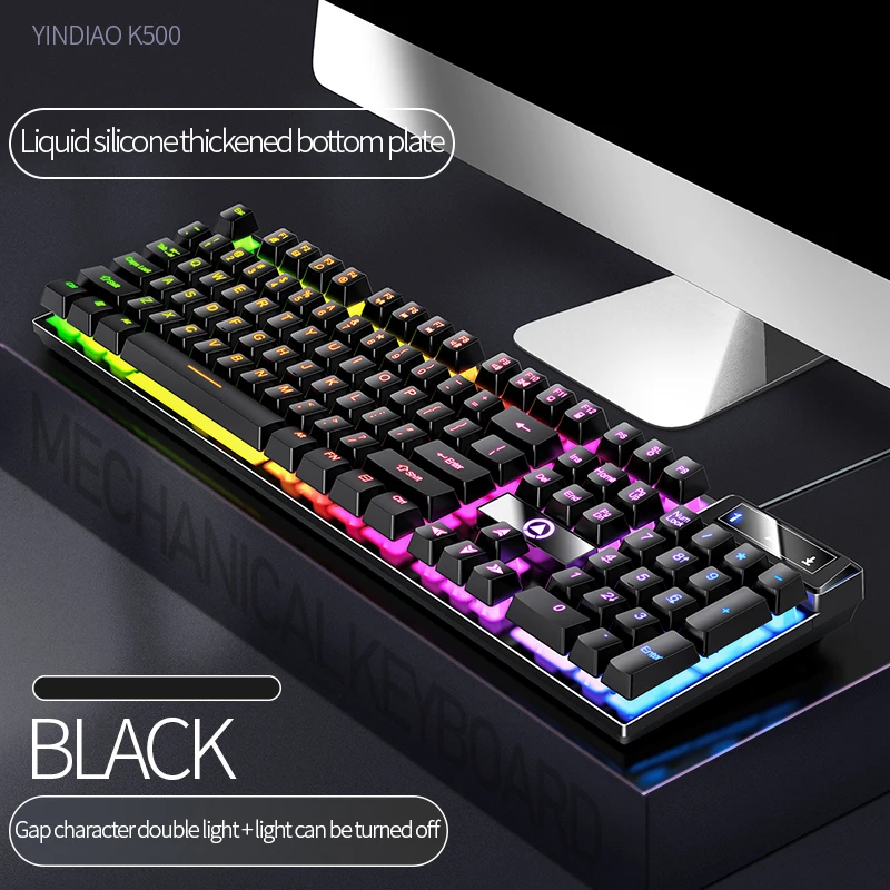 Whxmsh Gaming-Tastatur mit 104-Tasten, kabelgebundene Tastatur, farblich abgestimmt, Hintergrundbeleuchtung, mechanisches Gefühl, Computer-E-Sport-Peripheriegeräte für Desktop-Laptops 4