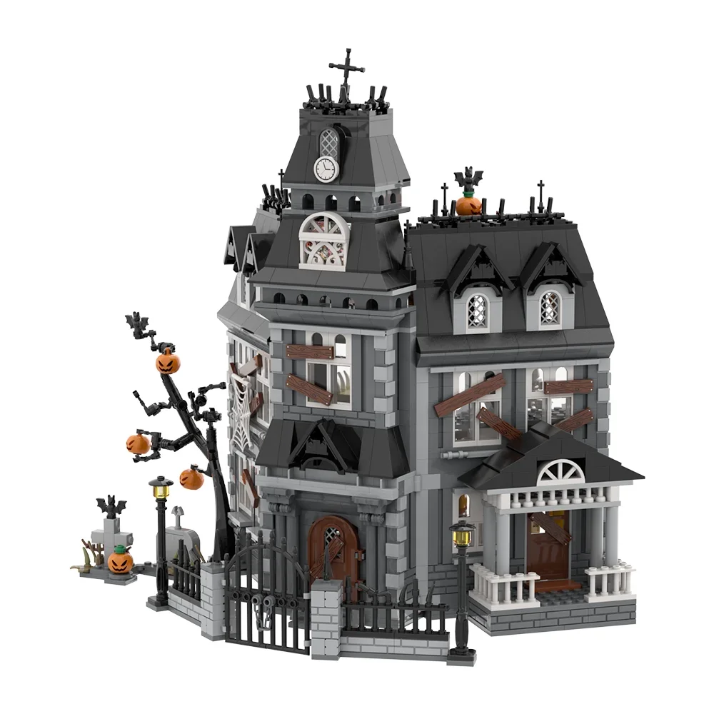 MOC Środa Rodzina Addamsów Klocki Model Horror Nawiedzony Dom Architektura Cegły Zabawki do Składania Prezent Urodzinowy dla Dzieci