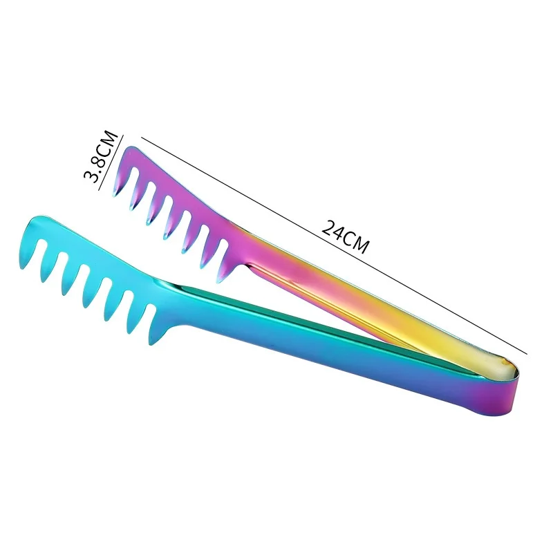 100Pcs Stainless Steel Spaghetti Tong Pasta Clip Comb Shaped Tong Food Holder Steak Bread BBQ Clip Cooking Utensils Kitchen Tool