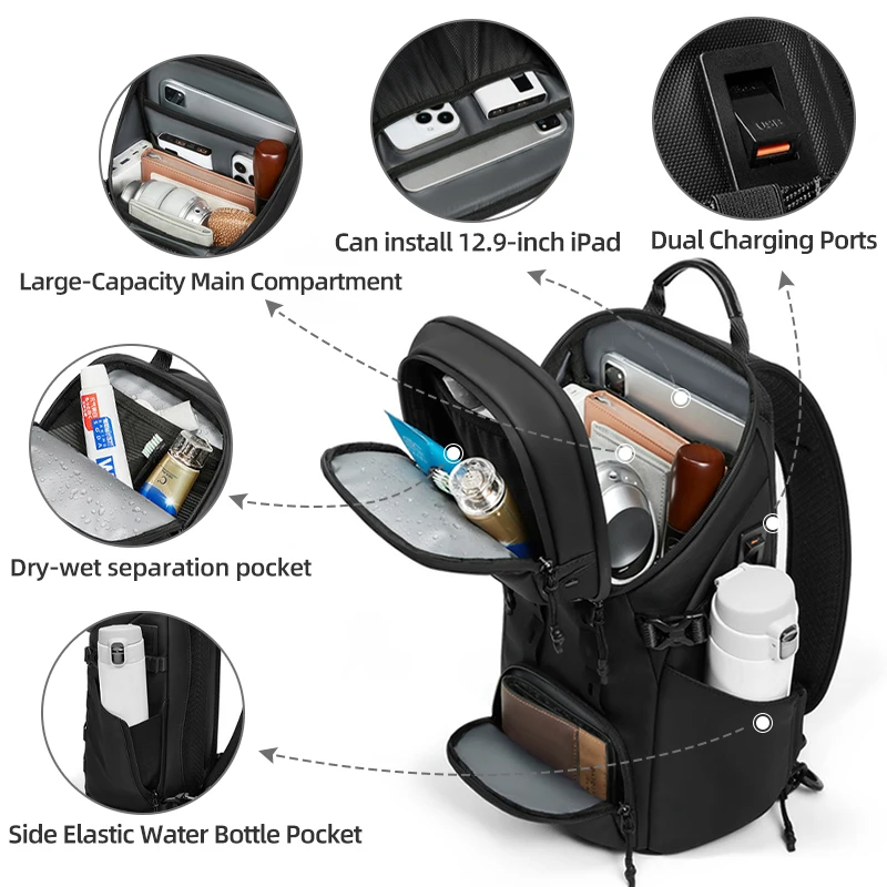 New Arrival Men's Waterproof Shoulder Bag with Dry Wet Separation - USB Charging Port,  Large Capacity & Wear-resistant