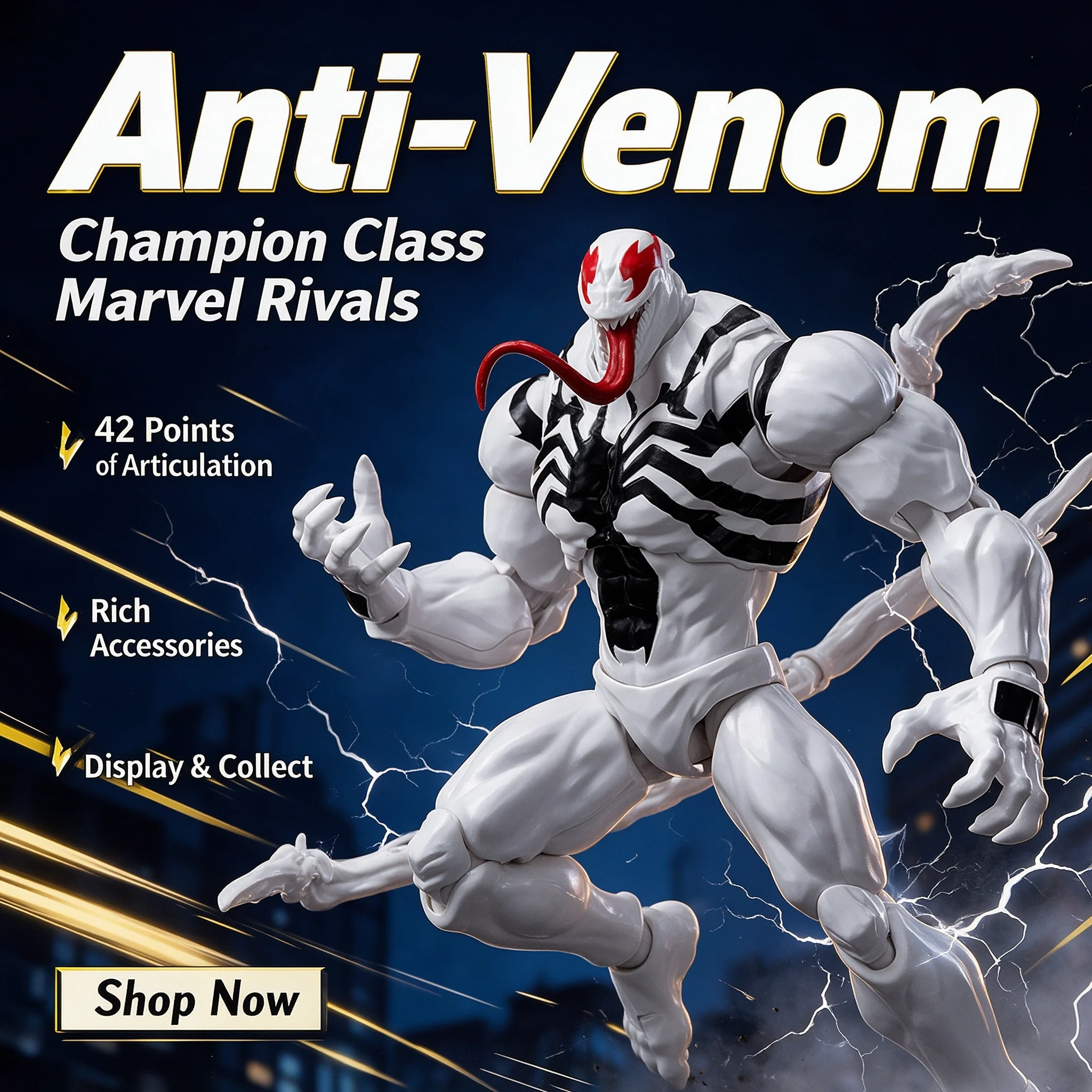 Blokees マーベル・ライバルズ アンチヴェノム チャンピオンクラス CC15 モデルキット 15cm 可動式フィギュア コレクターズアイテム ギフト