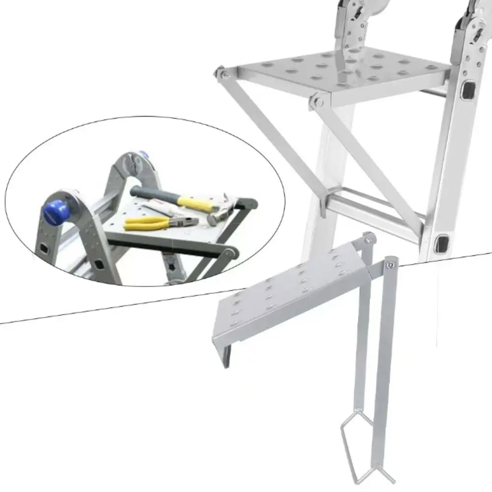 滑り止め付きはしご作業台-ヘビーデューティー調整可能はしご作業トレイ-折りたたみ式滑り止めツールトレイ-はしご延長ツール