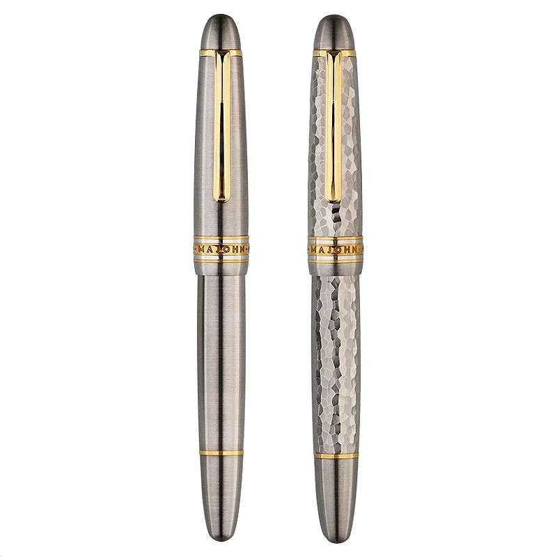 New MAJOHN Titanium Alloy Ti-P136 Piston Fountain Pen Big Size Gold/Silver Blade Nib Calligraphy Pen Luxury Writing Office Gifts