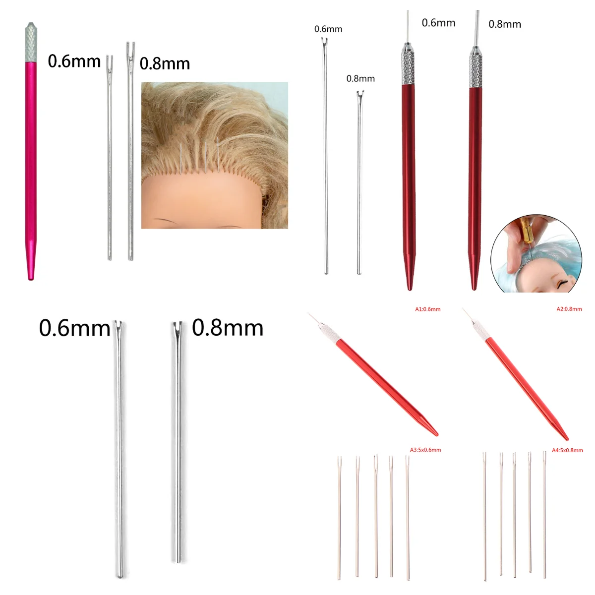1/5PCS 0.6mm 0.8mm Wig Making Supplies Accessories Rerooting Needle Doll Hair Repaint Dolls Head Reborn Hair Rooting Tools