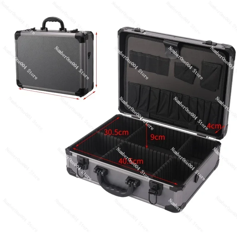 Aluminum Alloy Portable Hardware Maintenance Toolbox Large Password Suitcase Tool Board Partition Strap Keychain Lock Box