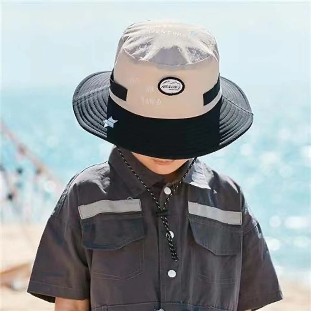

Breathable Children Fisherman Hat Korean Style Letter Embroidery Kids Bucket Cap Contrast Color Anti-UV Quick-dry Sun Hat Girls