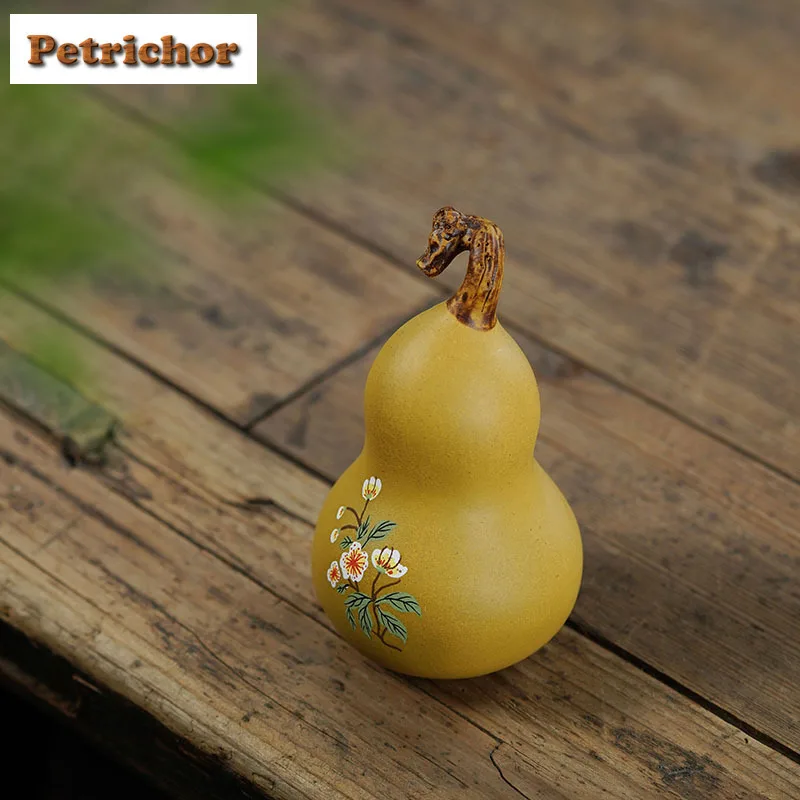 Yixing Zisha Gourd Tea Pet Vintage Fish Tank Landscaping Tea Figurine Play Toys Tea Statue Ornaments Desktop Collection Supplies
