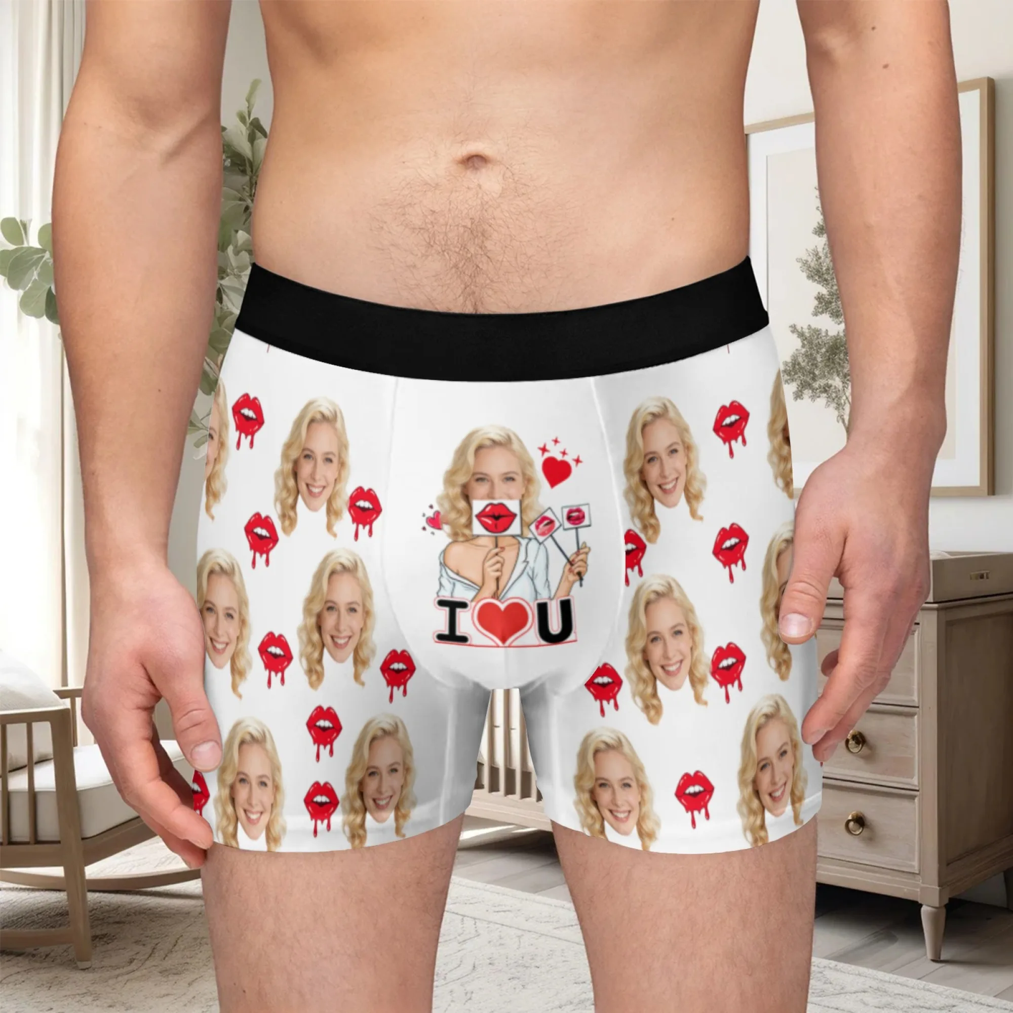 Personalized facial photos customized underwear  flat cornered men's Valentine's Day gift for husband  anniversary gift for fath