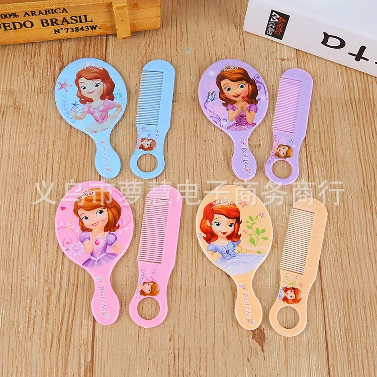 2pcs/set Disney Frozen cartoon children mirror+comb Elsa doll accessories girl birthday gift cosmetic toy portable kid mirror