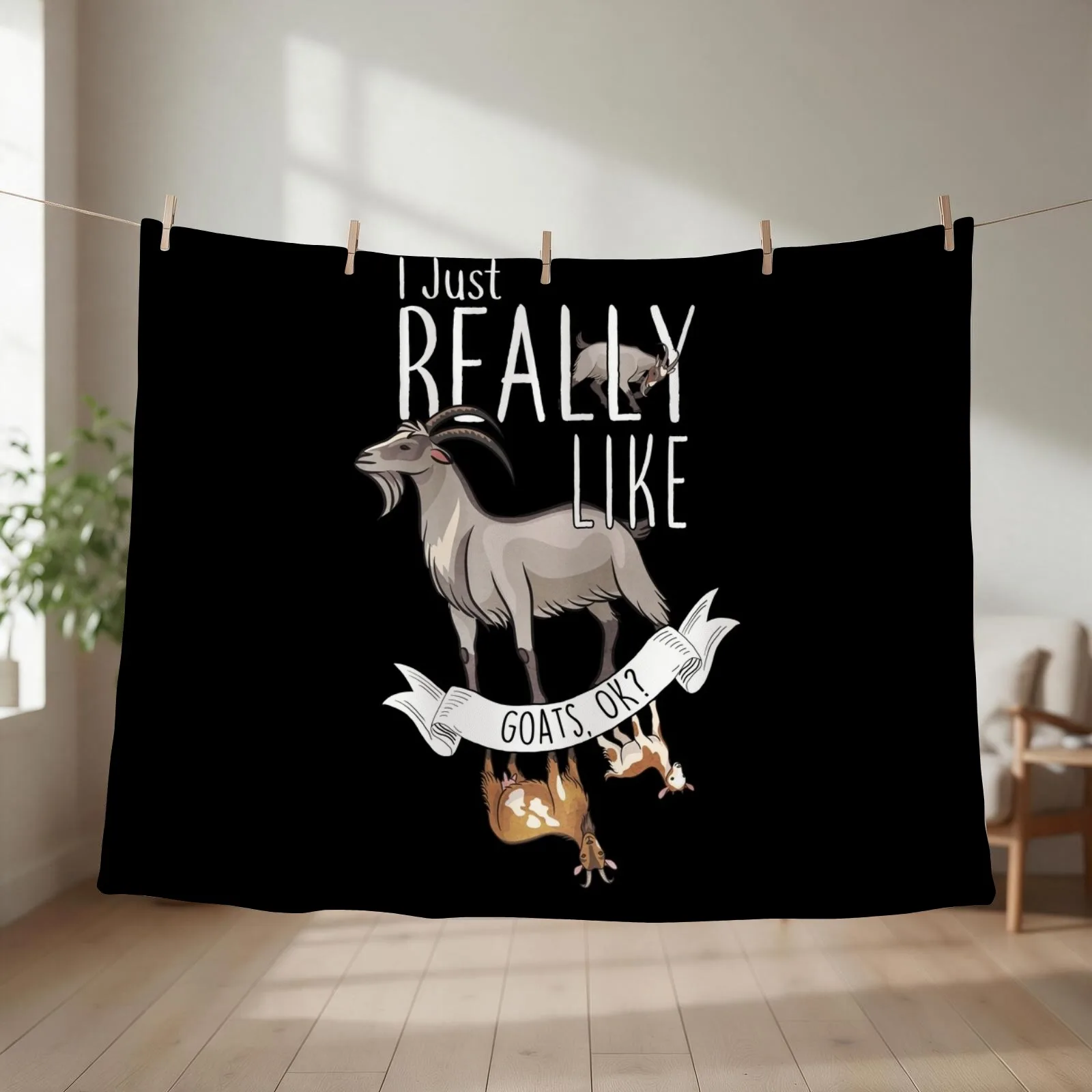I Just Really Like Goats, OK? Throw Blanket Shaggy Flannel christmas gifts Furry Blankets