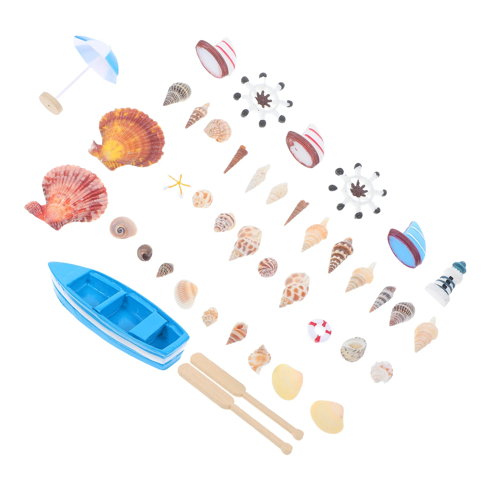 

38pcs Mediterranean Sailing Boat Resin Decor Ocean Terrarium Aquarium Fish Tank Coastal Home Nautical Beach nament Kit