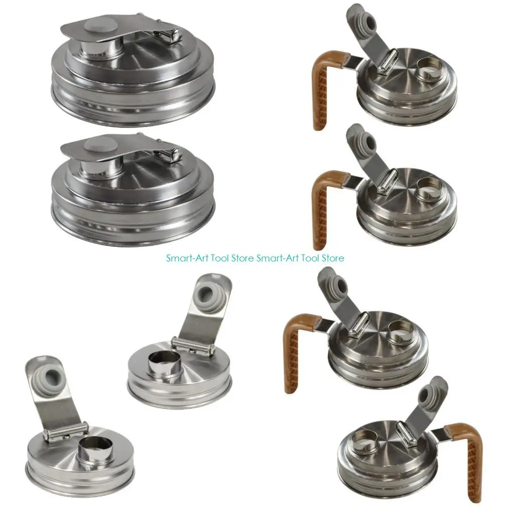 

E1PB Corrosions Resistant Jar Lid With Leak Proof Spout Stainless Steel Pouring Cover Attachments Kitchen Supplies