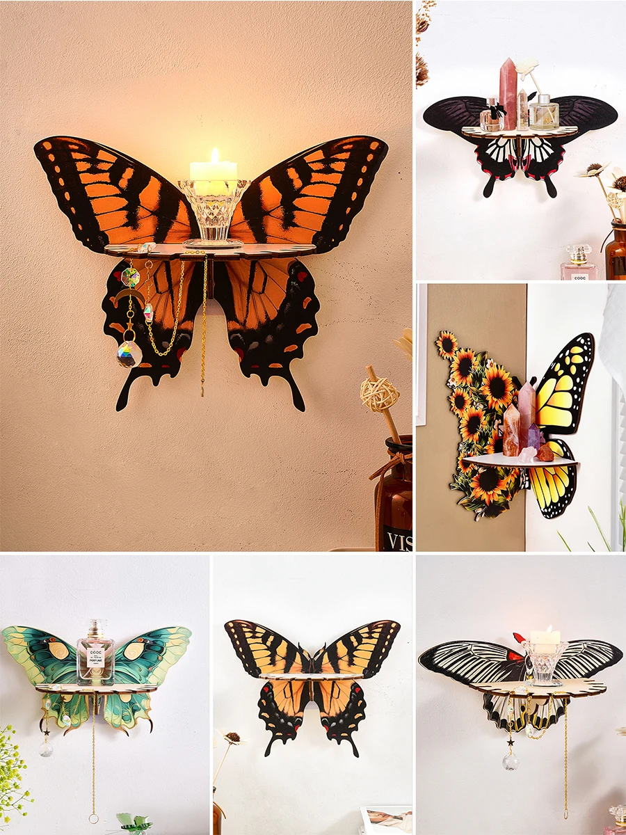 Présentoir mural simple et créatif en forme de tigre et de papillon, support de rangement (sans clous), décoration colorée, 1 pièce