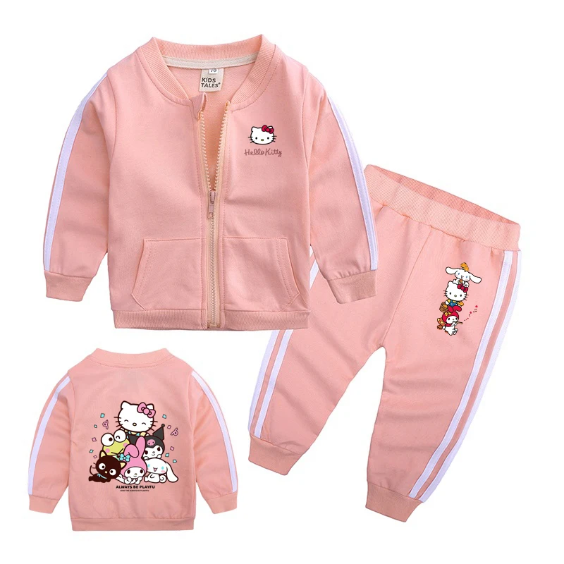 Hello Kitty 2-teiliges Trainingsanzug-Set für Babys, Mädchen und Jungen, langärmlig, mit Reißverschluss, Jacke und Hose, Outfit für Frühling und Herbst, 6–18 Monate – Detail 3