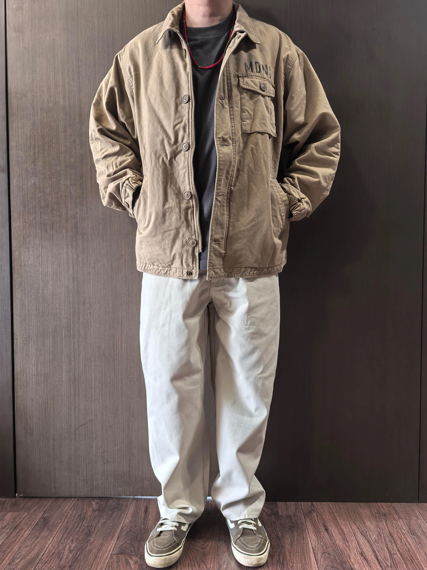 

MADN A2 Workwear Jaet with kets Fce Lined Japanese Sle Youth Faion Winter Outerwear for Men Casual Loose Fit