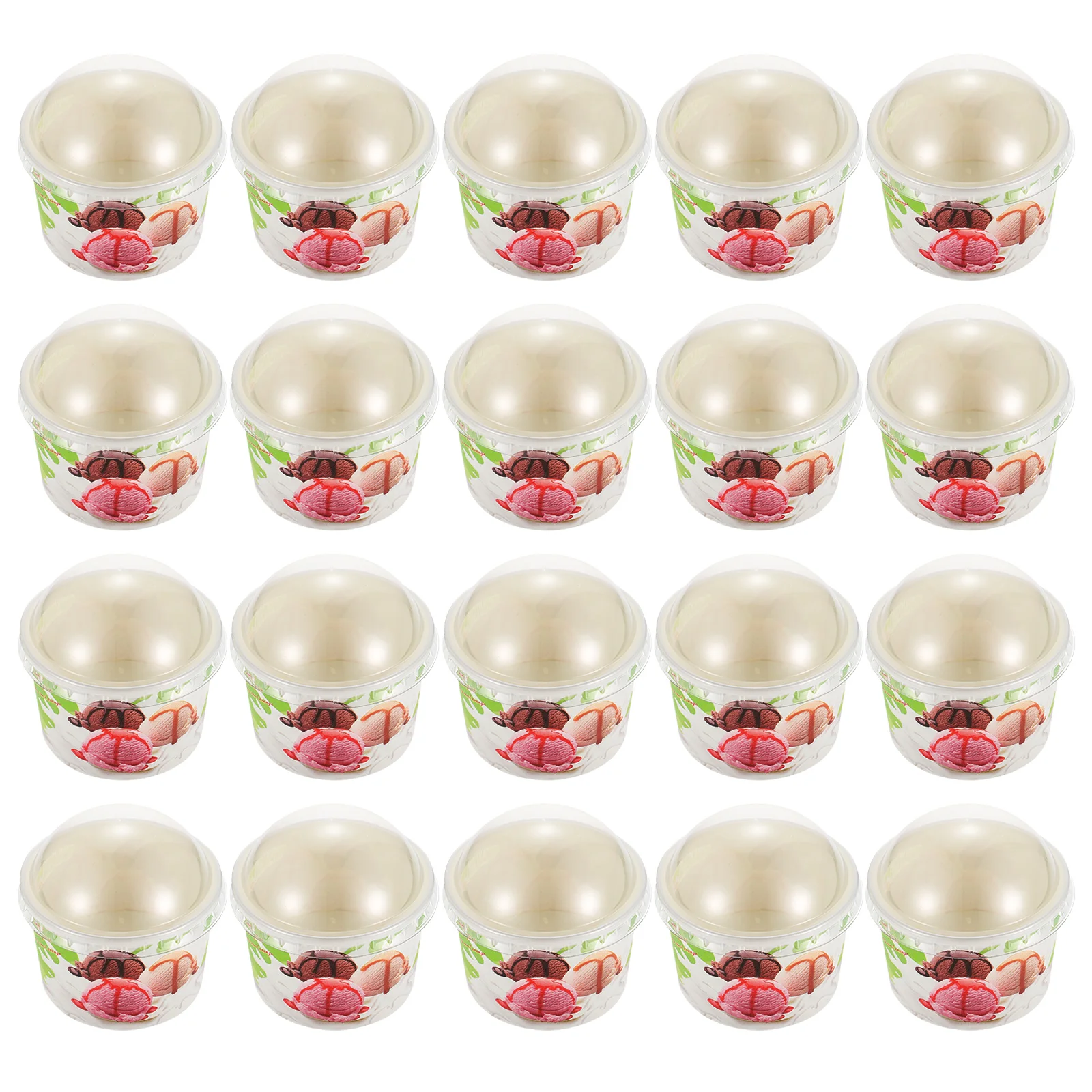 

100set 100 Sets Disposable Ice Cream Cake Paper Cups Mousse Pudding Yogurt Dessert PP Lids Safe Sanitary Packaging Wedding Party