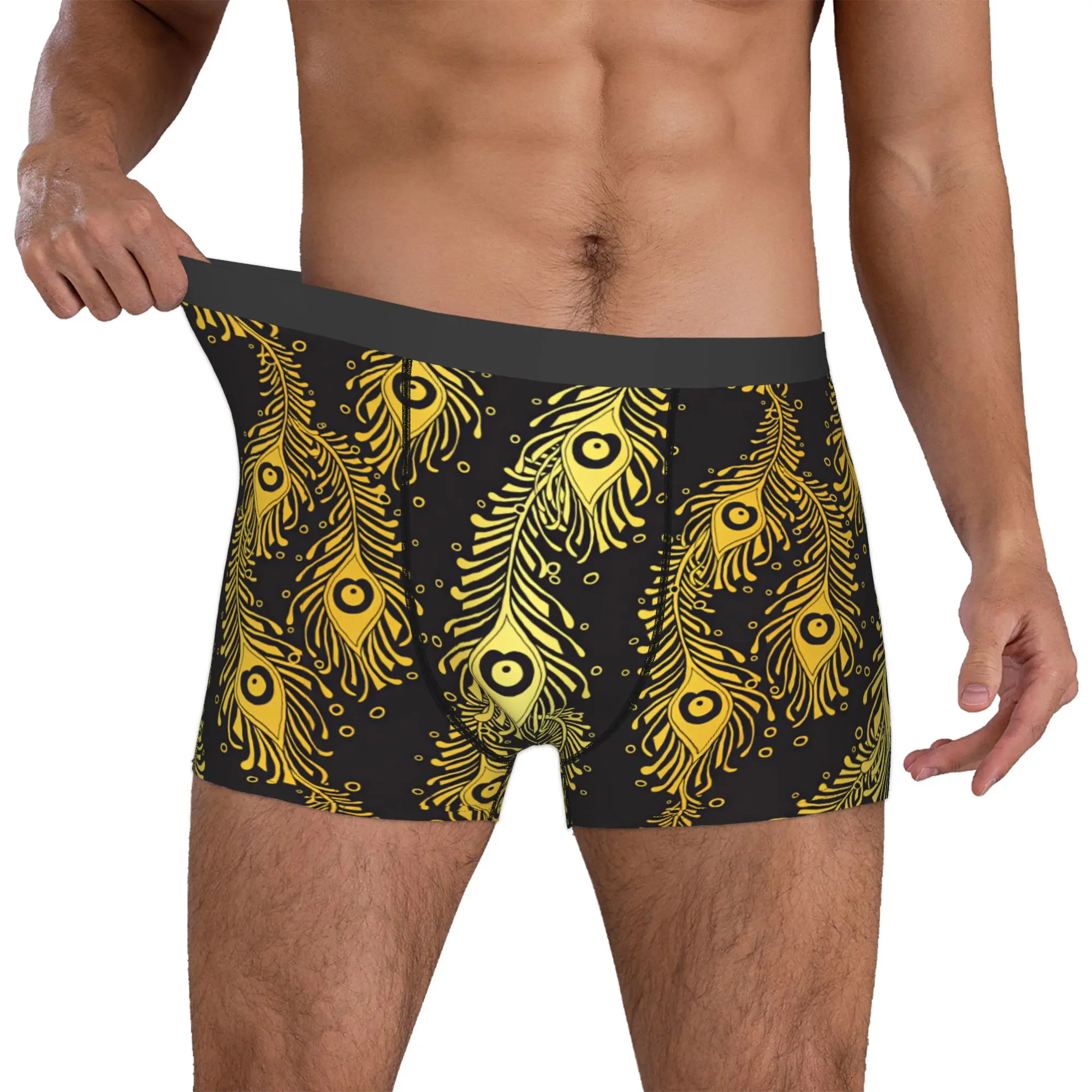 Peacock Feathers Seamless Pattern Boxers Shorts Men's  Briefs Underwear Fashion Underpants