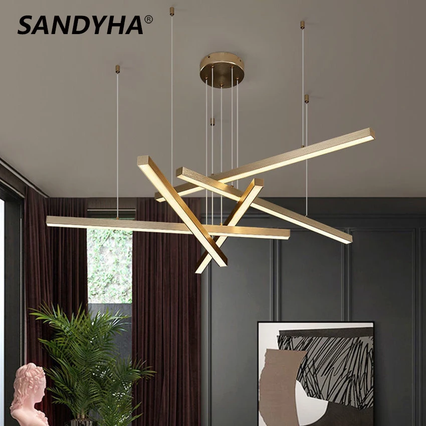 nordic aluminum chandeliers golden black lampada pingente para jantar sala de estar mesa casa home decor office desk bar led lighting 01