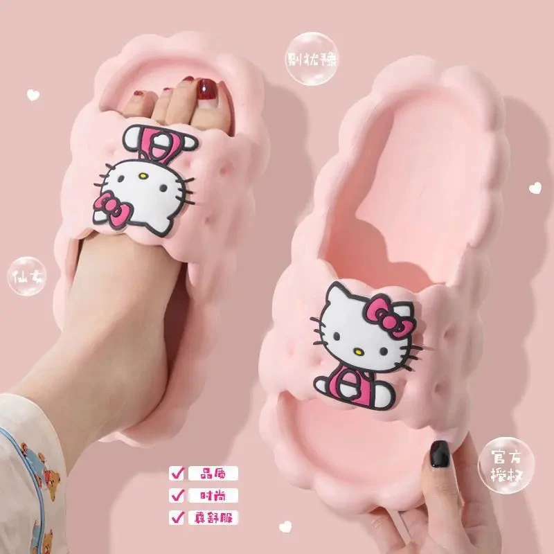 Cute Hello Kitty Sanrio Slippers Kuromi Cartoon Kawaii Anime Student Home Bathroom Bathing Anti-Slip Sandal Kids Toys Girls