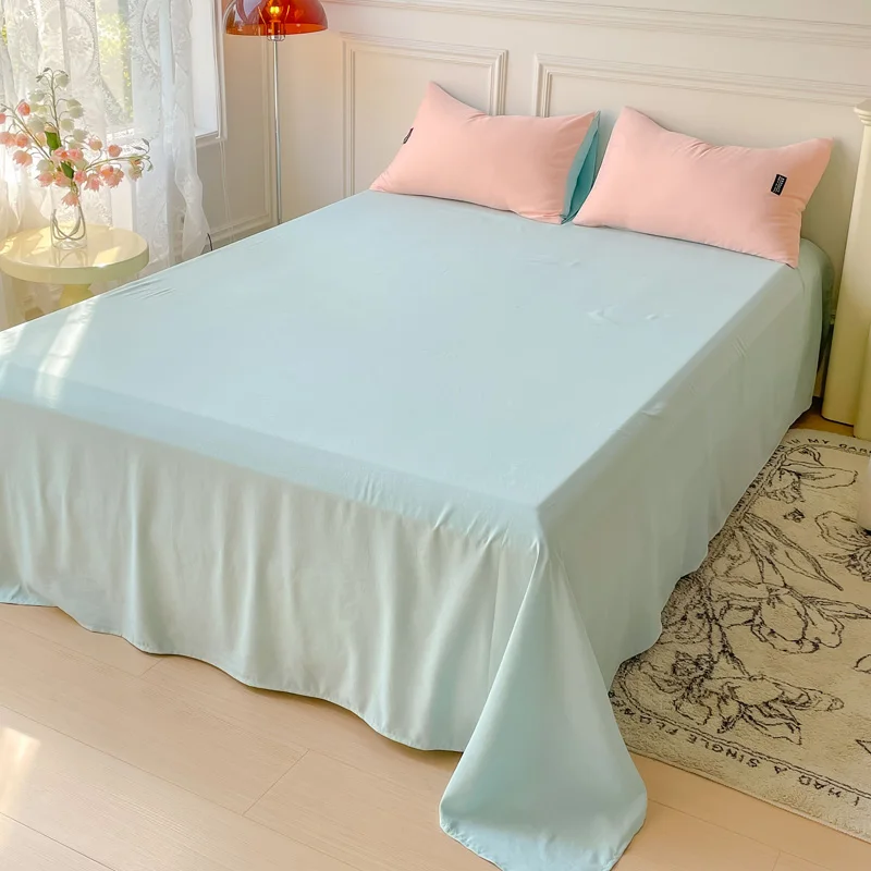 Solid Color Bed Sheet Set Simple High Quality Bed Sheet Four Seasons Home Bedroom Decor Skin Friendly Fabric 3Pcs Bedding Set