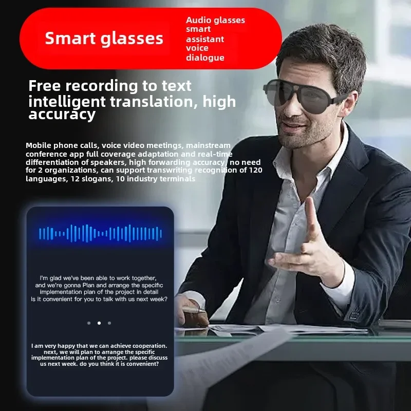 AI traducción F08 gafas bluetooth gafas de sol anti-ultravioleta uv400 montar y escuchar música llamada universal