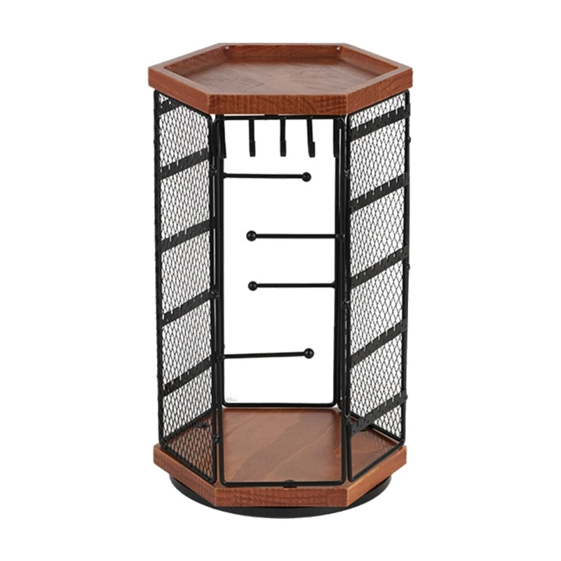 

Hexagon Jewelry Display Rack 360 Degree Rotatable for Necklaces Rings