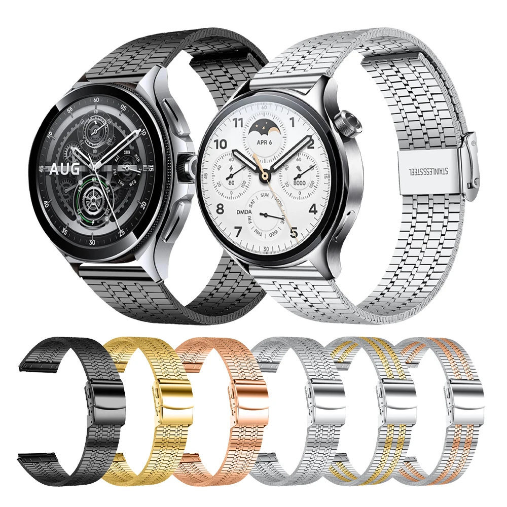 Bransoletka ze stali nierdzewnej do zegarka Xiaomi S3/S2 46 mm 42 mm/S1 Pro Active Band do zegarka HUAWEI GT 3 2 42 mm 20 mm 22 mm Luksusowy pasek