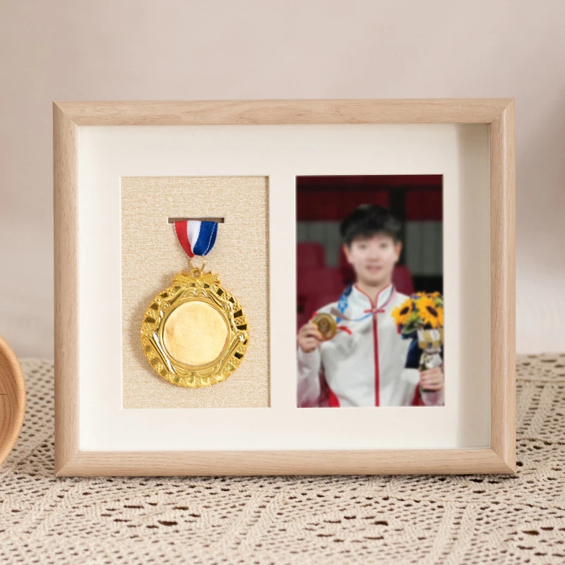 Wooden Honor Medal Display Frame Medal Dust-Proof Display Case Photo Frame for Display Military Sports Medal Picture Frame