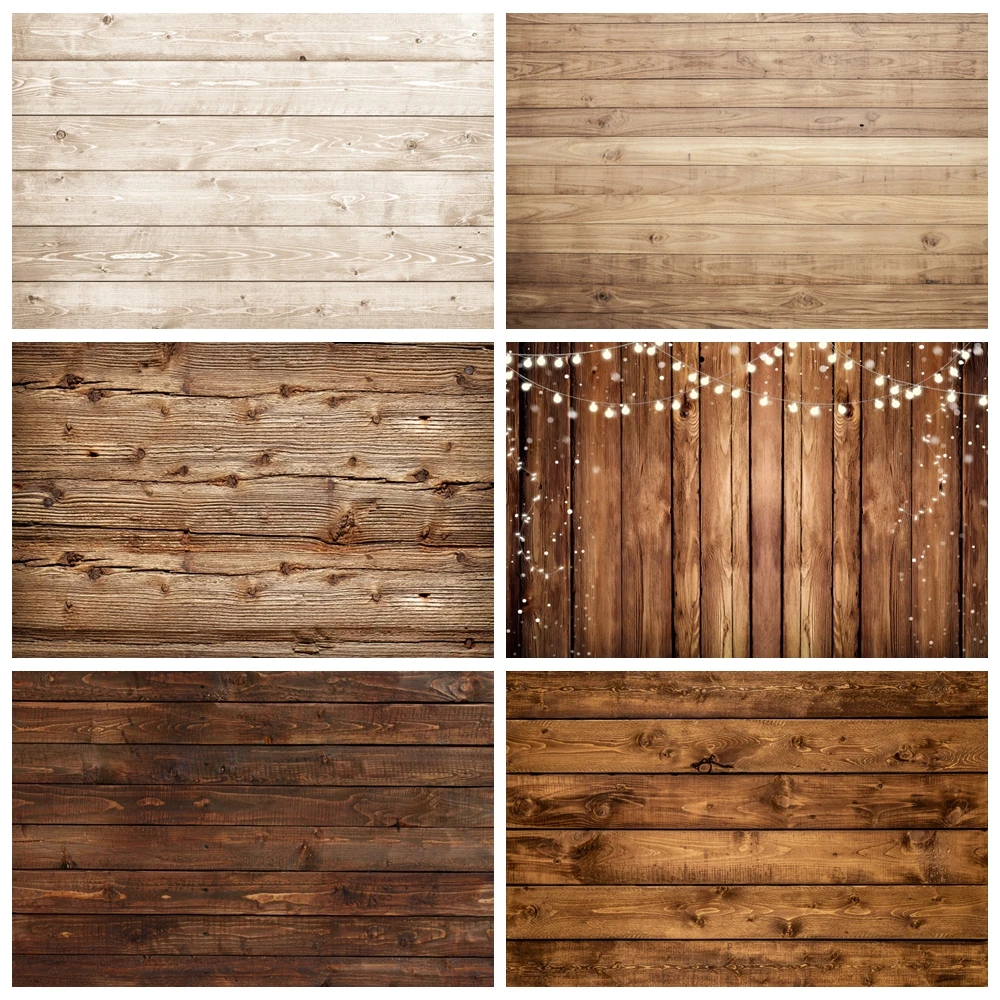 Brown Wooden Plank Textured Background Farm Portrait Birthday Party Wedding Decoration Wooden Floor Backdrop Photography Studio