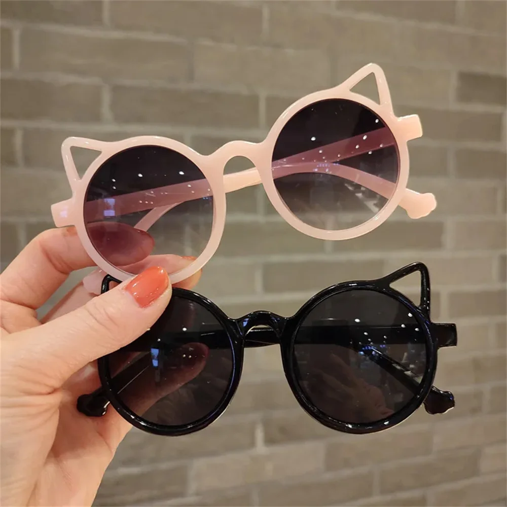 Trendy Kids Fashion Sunglasses Cute Boy Outdoor UV400 Sunshade Eyewear Girl Children Vintage Little Cat Shaped Sun Glasses