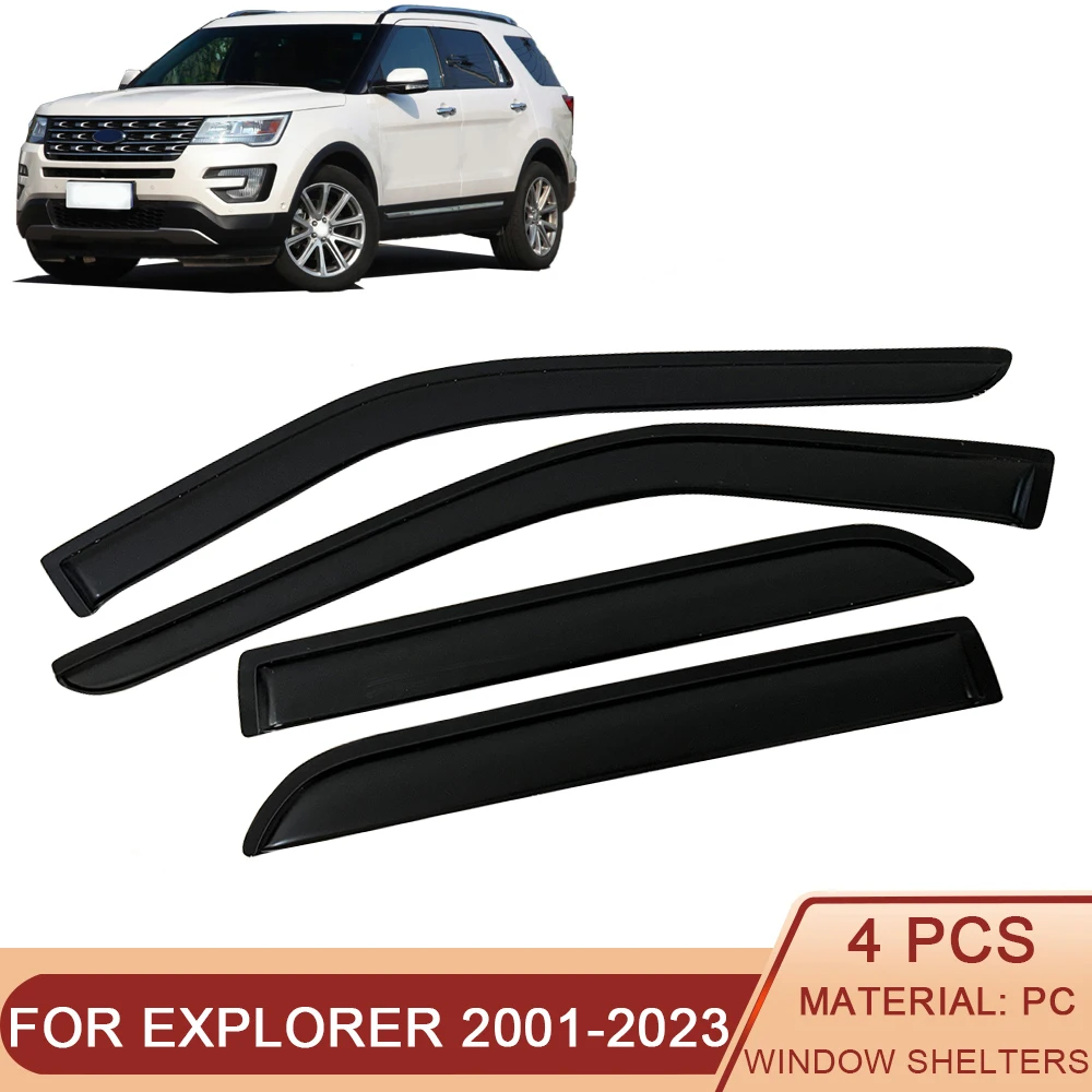 

Для Ford Explorer 2001-2023 авто боковые окна ветровые дефлекторы черные дождевики дверной козырек вентиляционные шторы темный дым вентиляционный козырек