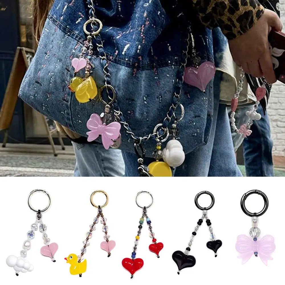 Fashion Bag Charm Bag Hanging Decors Love Bag Amulet Love Bead Chain Decoration Ornaments Trendy Beads Chain For Key & Bags 1PC