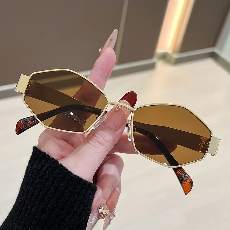 Fashion Polygonal Women Sunglasses Vintage Brand Irregular Sun glasses Unique Metal Frame Punk Eyewear Men UV400