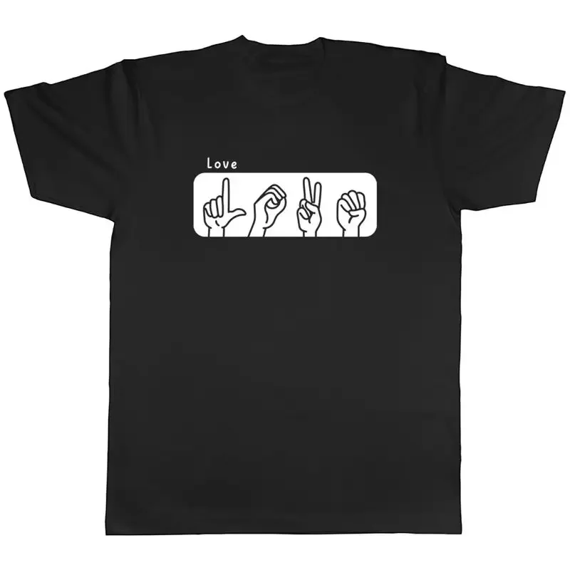 Sign Language Mens T-Shirt Love Hand Sign Unisex Tee Gift