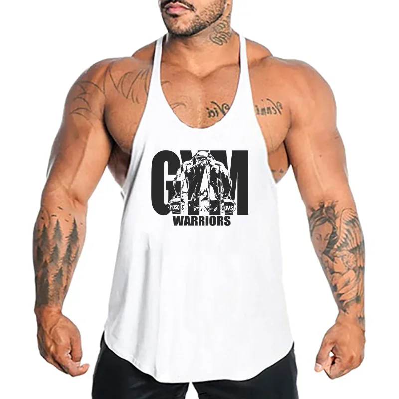 Muscleguys Clothing Gym Stringer Singlets Mens Bodybuilding Tank Tops Cotton Y Back Sports Sleeveless Shirt Workout Fitness Vest