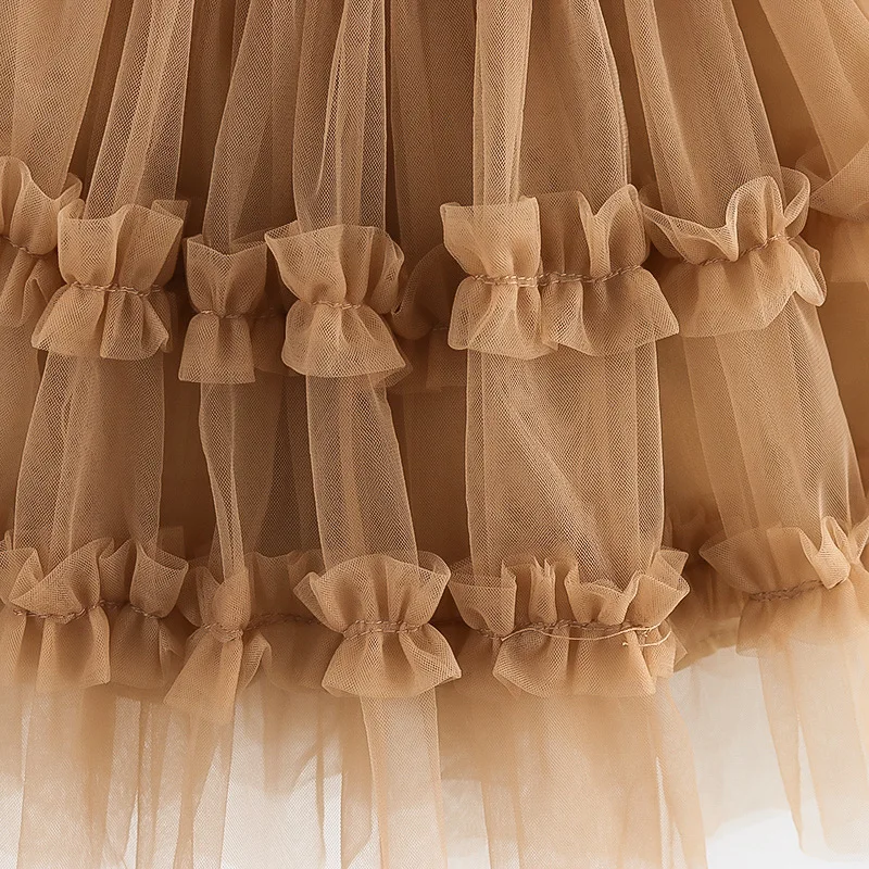 DE PEACH Summer Spring Baby Girls Fluffy Tulle Tutu Skirts Children Ball Gown Skirt Toddler Kids Princess Party Dance Clothes