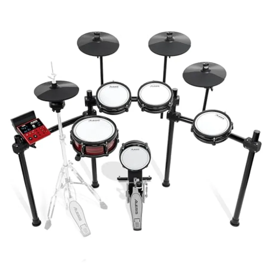 

Nitro Ultimate Electric Drum Set with Dual Zone Quiet Mesh Pads Movable Hi-Hat 640 Authentic BFD Sounds and 52 Kits Bluetooth D