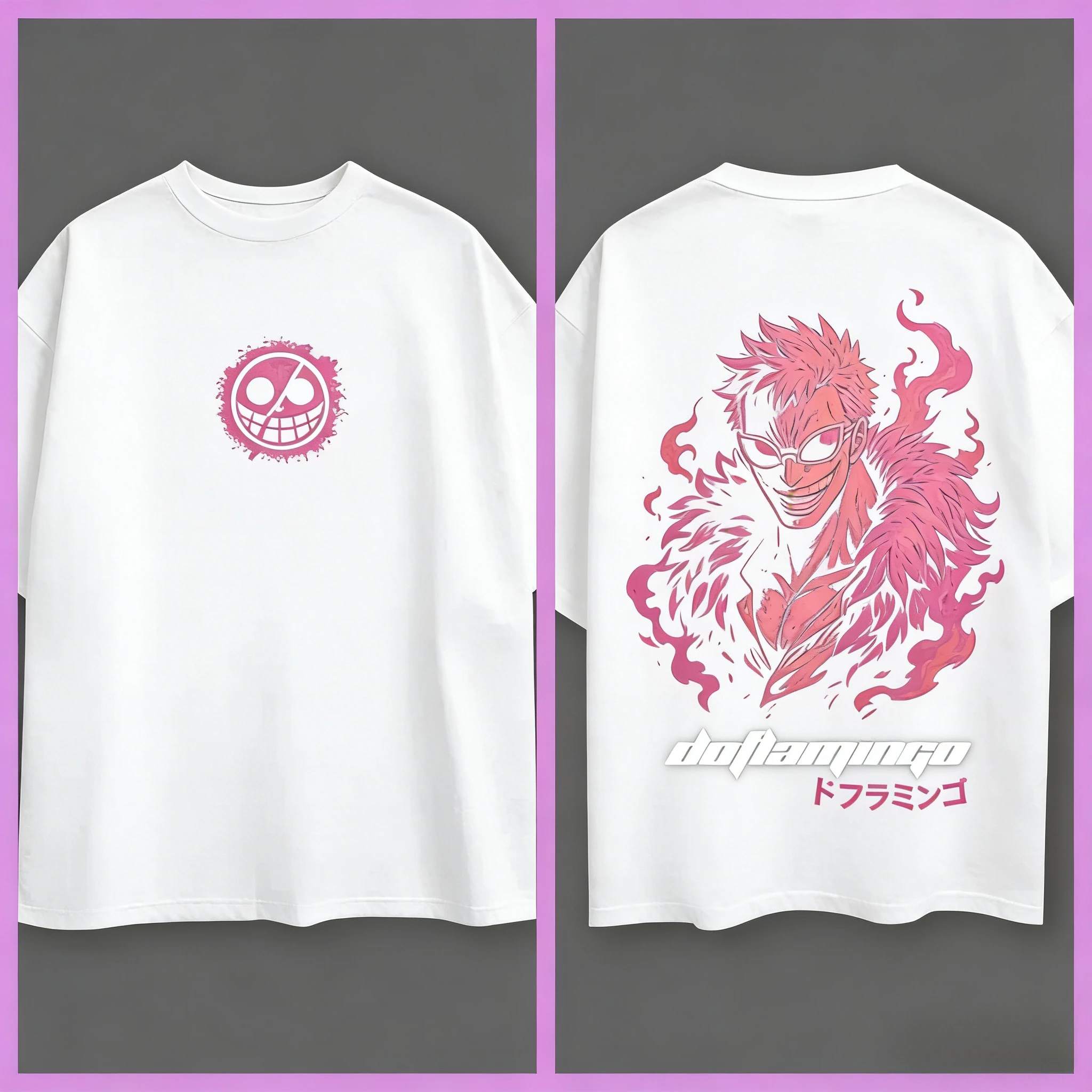 One Piece Donquixote Doflamingo Men's Clothing and Women's 2026 Summer Anime Printed Casual Parent Child Top T Sirts