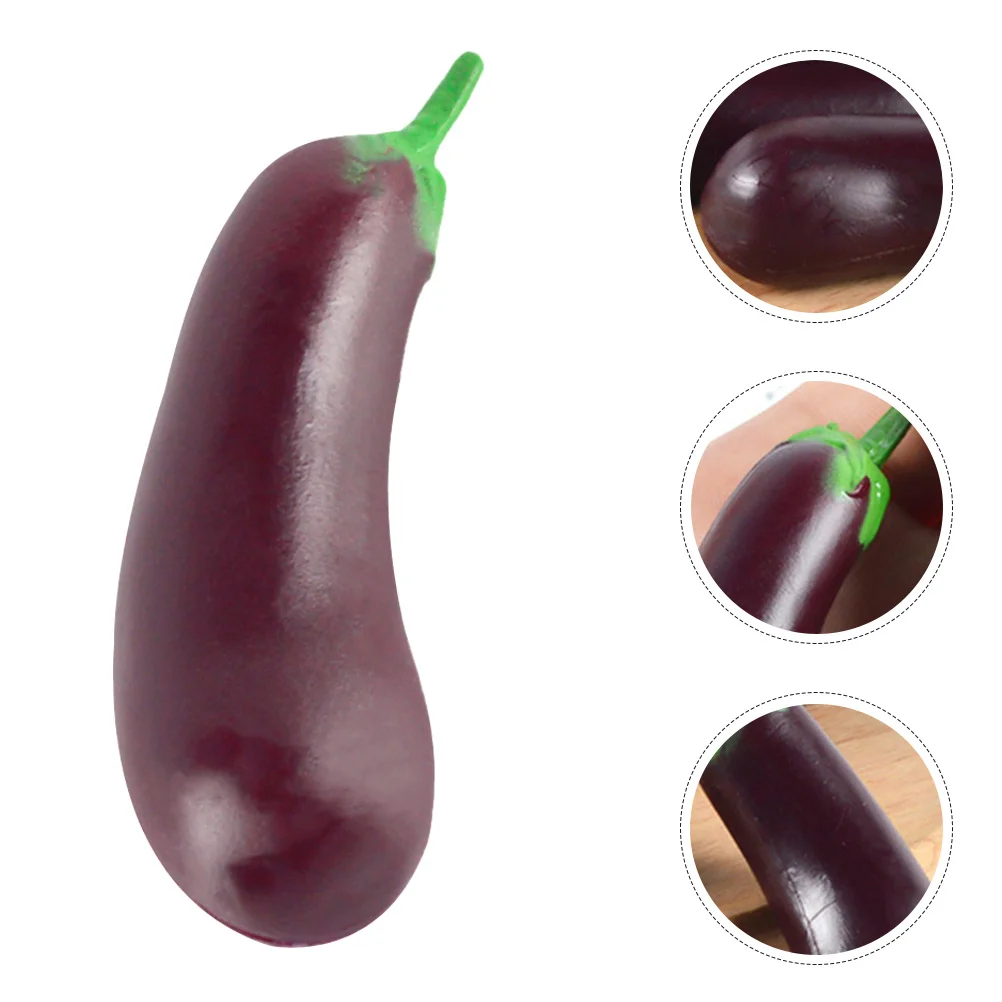 

5pcs Miniature Eggplant Realistic Pvc Craft Smooth Non-Toxic For Home Decor Landscaping Simulation Vegetables