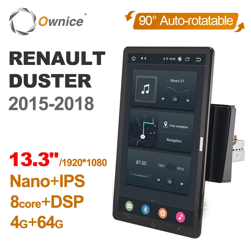 TS10 Android 12.0 Ownice Car Radio Auto for RENAULT DUSTER 2015-2018 13.3