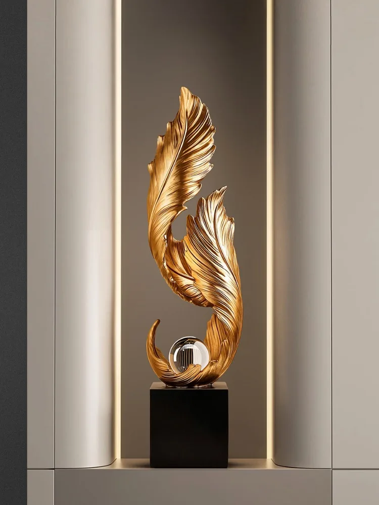 

Room Decor Lucky Feather Ornament Resin Sculpture Living Room Entrance TV Cabinet Office Desktop Plume Statues Art Decorations